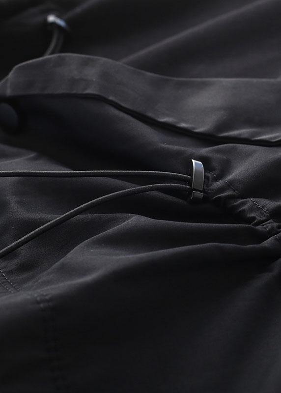 Modern Black Cinched Pockets Asymmetrical design Skirt - SooLinen
