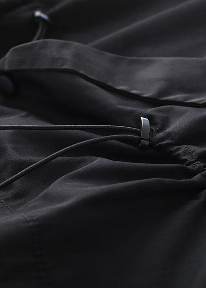 Modern Black Cinched Pockets Asymmetrical design Skirt - SooLinen