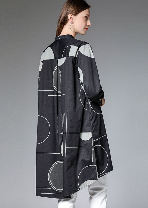 Moderne Schwarze Geometrische low high design seite öffnen lange hemden