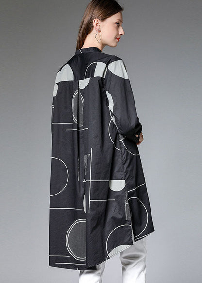 Moderne Schwarze Geometrische low high design seite öffnen lange hemden