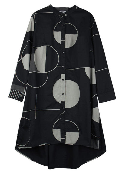 Moderne Schwarze Geometrische low high design seite öffnen lange hemden