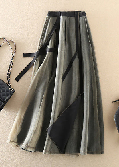 Moderne Schwarz Grün retro Asymmetrische Patchwork Röcke Frühling