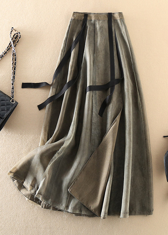 Moderne Schwarz Grün retro Asymmetrische Patchwork Röcke Frühling