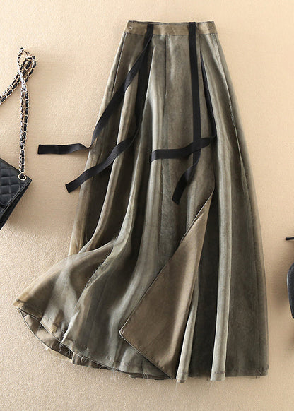 Moderne Schwarz Grün retro Asymmetrische Patchwork Röcke Frühling