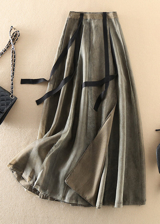 Moderne Schwarz Grün retro Asymmetrische Patchwork Röcke Frühling