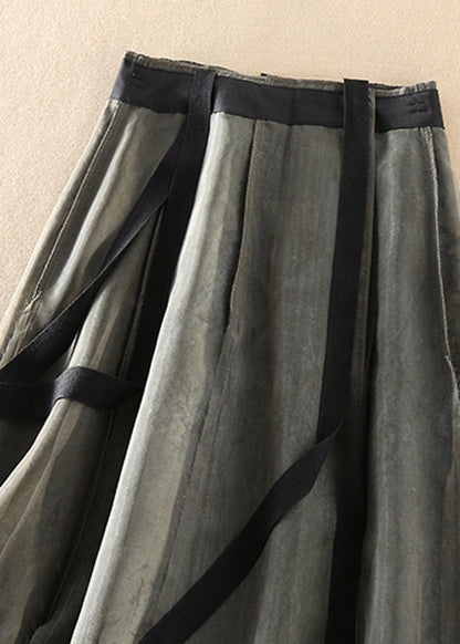 Moderne Schwarz Grün retro Asymmetrische Patchwork Röcke Frühling