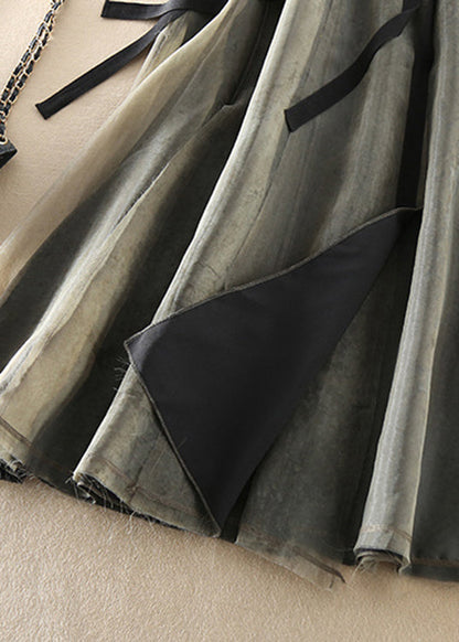 Moderne Schwarz Grün retro Asymmetrische Patchwork Röcke Frühling