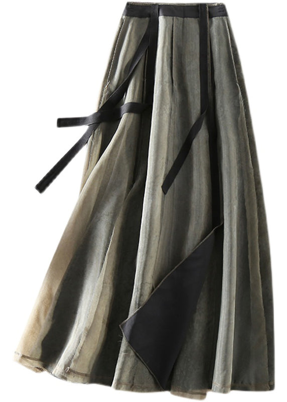 Moderne Schwarz Grün retro Asymmetrische Patchwork Röcke Frühling