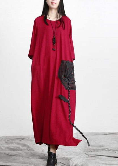 Modern Black O-Neck Side open Fall Dress - SooLinen