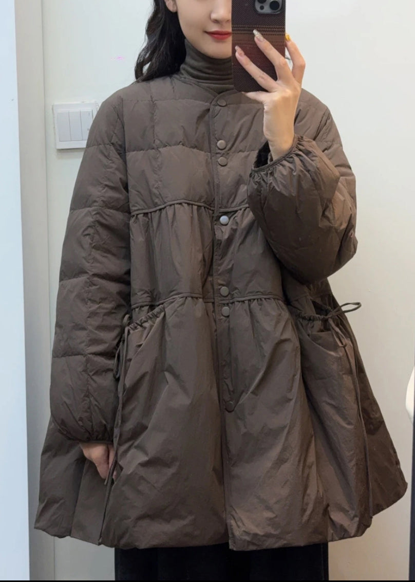 Modern Black Oversized Duck Down A Line Coats Winter