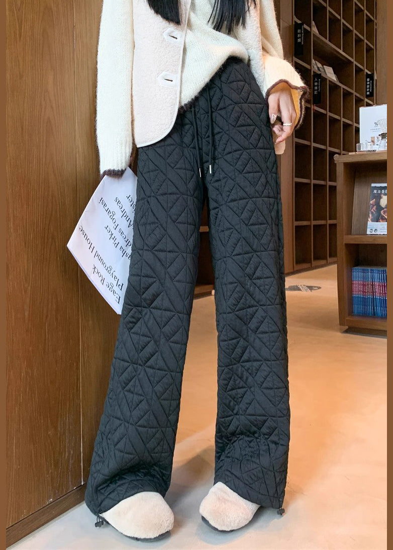 Pantalones de polar cálidos con cordón y bolsillos a cuadros negros modernos para invierno