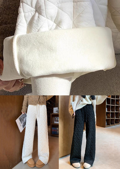 Pantalones de polar cálidos con cordón y bolsillos a cuadros negros modernos para invierno