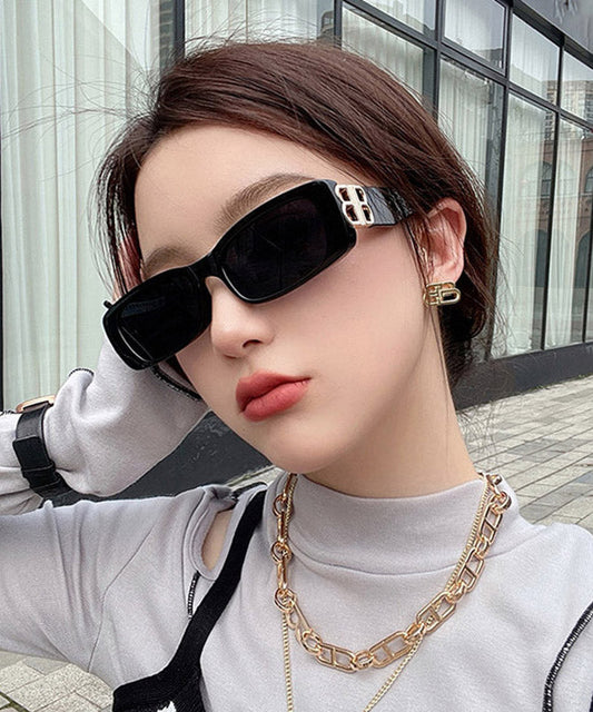 Modern Black Resin Patchwork UV Protection Sunglasses