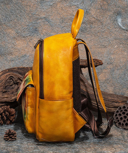 Moderner Rucksack aus Kalbsleder mit blauem Aufdruck