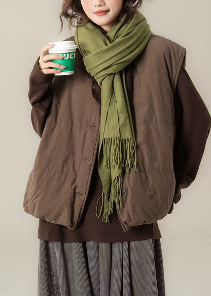 Chalecos modernos de algodón fino, cálidos y extragrandes, color marrón, para invierno.