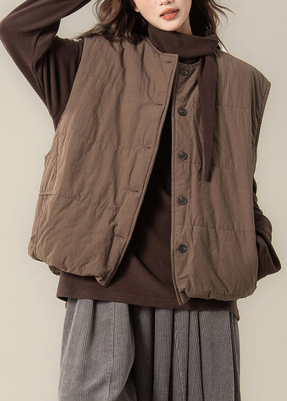 Chalecos modernos de algodón fino, cálidos y extragrandes, color marrón, para invierno.