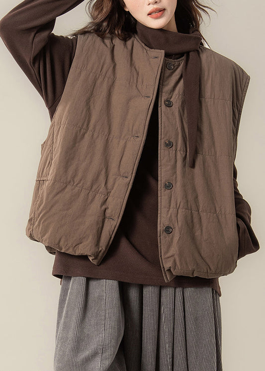 Chalecos modernos de algodón fino, cálidos y extragrandes, color marrón, para invierno.
