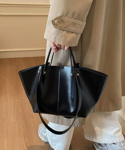 Modern Brown Solid Durable Wrinkled Faux Leather Satchel Handbag