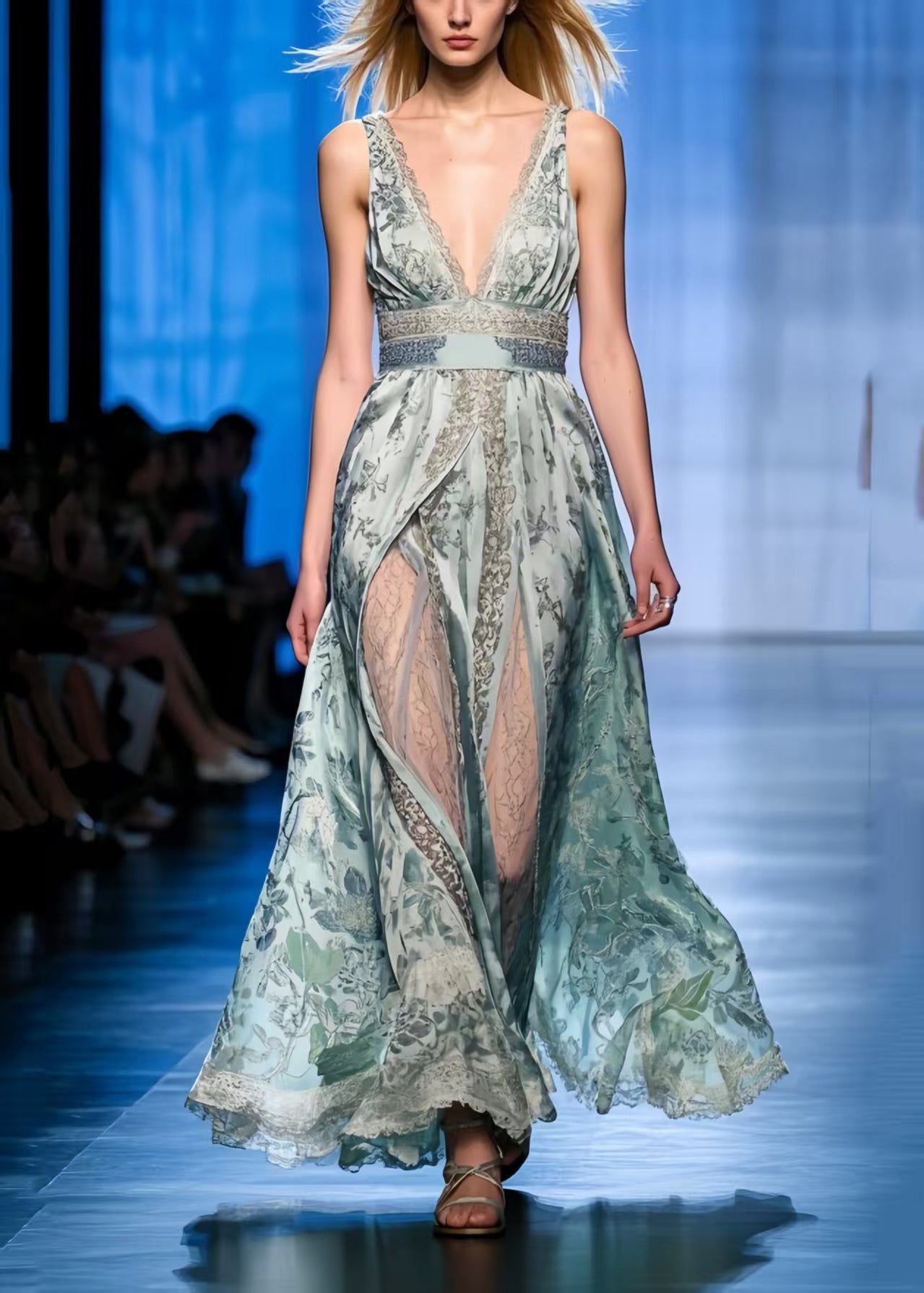 Modern Cinched Exra Large Hem Chiffon Vacation Dress Summer