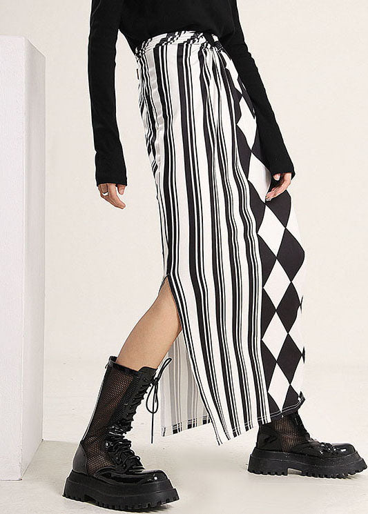 Moderne Colorblock Seite offen Druck Patchwork Seide Röcke Frühling