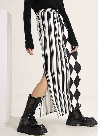 Moderne Colorblock Seite offen Druck Patchwork Seide Röcke Frühling