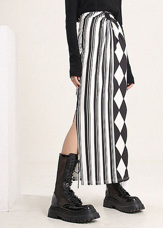 Moderne Colorblock Seite offen Druck Patchwork Seide Röcke Frühling