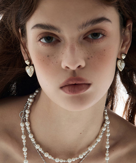 Modern Gold Copper Overgild Shell Love Drop Earrings