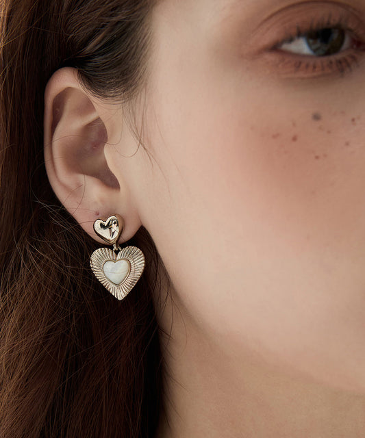 Modern Gold Copper Overgild Shell Love Drop Earrings
