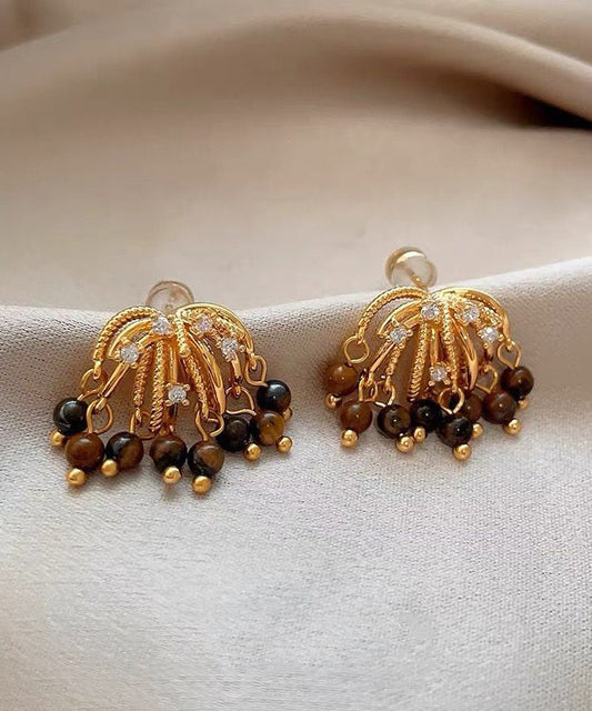 Moderne Ohrstecker mit Zirkonia-Feuerwerk, vergoldet und kupferüberzogen