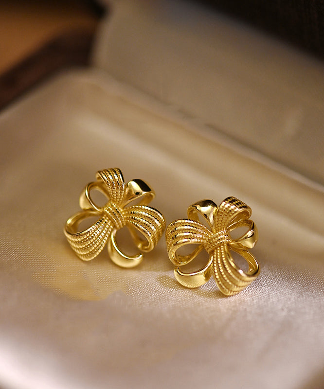 Modern Gold Hollow Out Floral Gold Plated Stud Earrings
