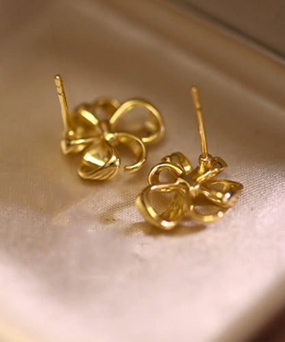 Modern Gold Hollow Out Floral Gold Plated Stud Earrings
