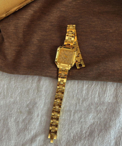 Modern Gold Stainless Steel Alloy Zircon Chain Watches