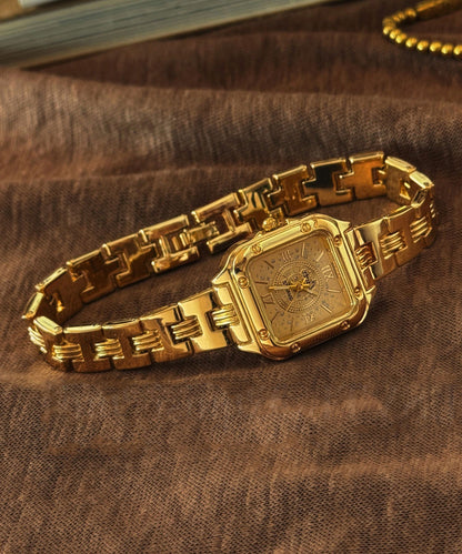 Modern Gold Stainless Steel Alloy Zircon Chain Watches