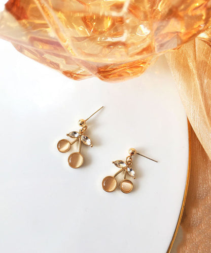 Pendientes modernos de gota de ojo de gato con circonitas de aleación de plata esterlina y oro