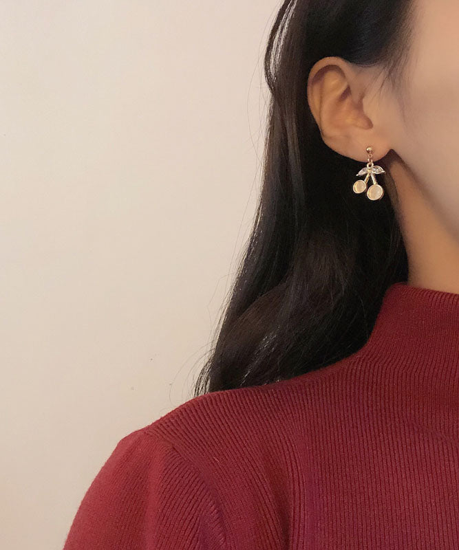 Pendientes modernos de gota de ojo de gato con circonitas de aleación de plata esterlina y oro