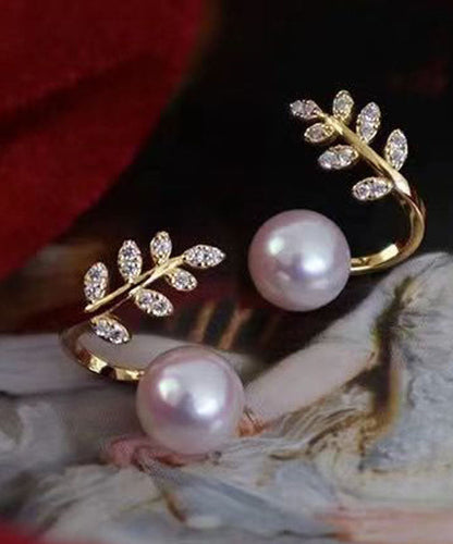 Pendientes modernos de plata de ley dorada con circonitas y perlas