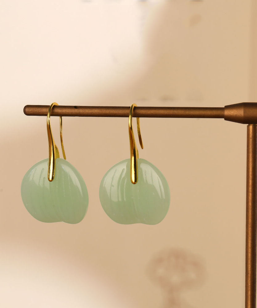 Pendientes de aro de jade esmaltado en verde moderno