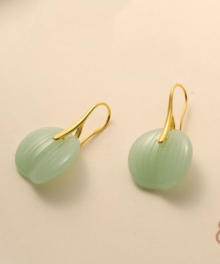 Pendientes de aro de jade esmaltado en verde moderno