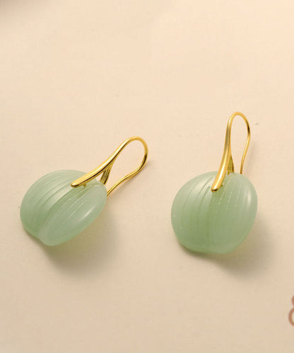 Pendientes de aro de jade esmaltado en verde moderno