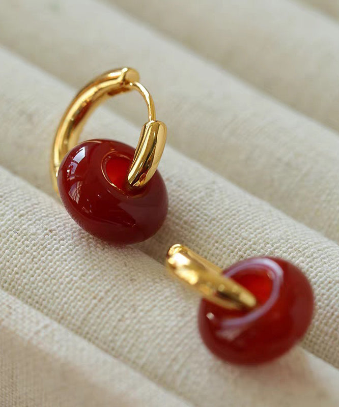 Moderne grüne Kupfer-Jade-Creolen mit Goldauflage