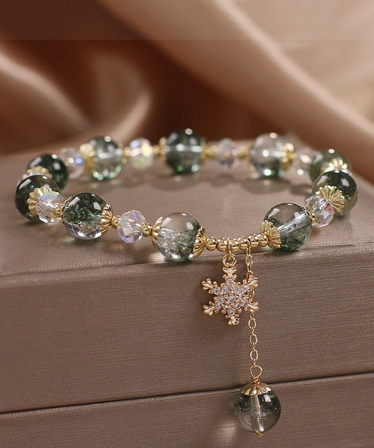 Modern Green Copper Zircon Crystal Flocos De Nieve Bracelet