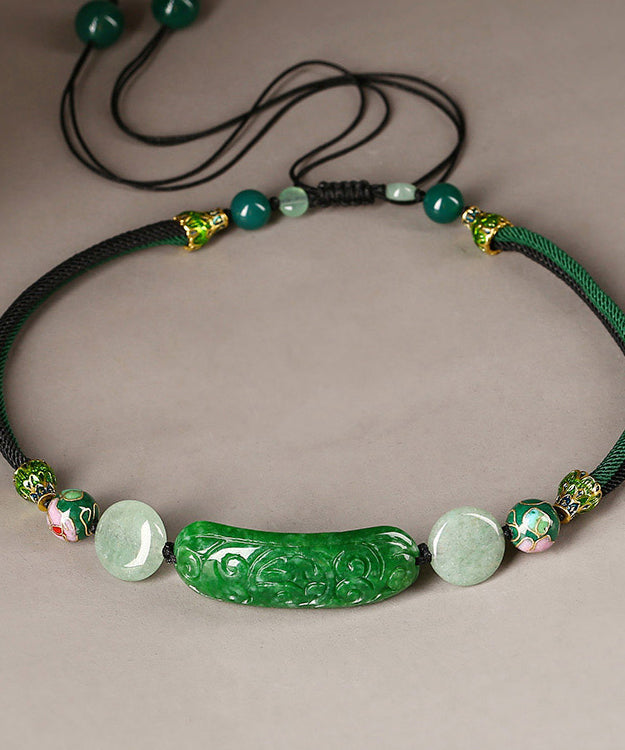 Collar moderno de jade verde cloisonné seco