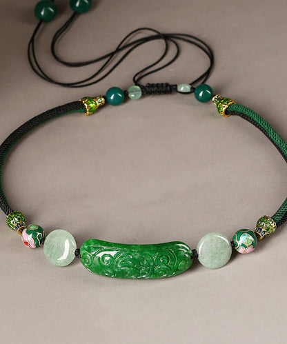 Collar moderno de jade verde cloisonné seco