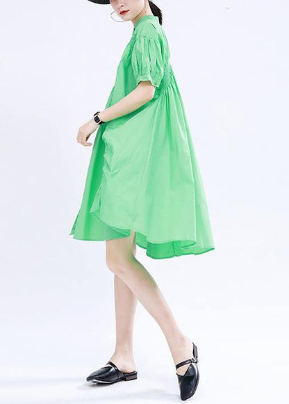 Modern Green asymmetrical design Cotton Summer Dress - SooLinen