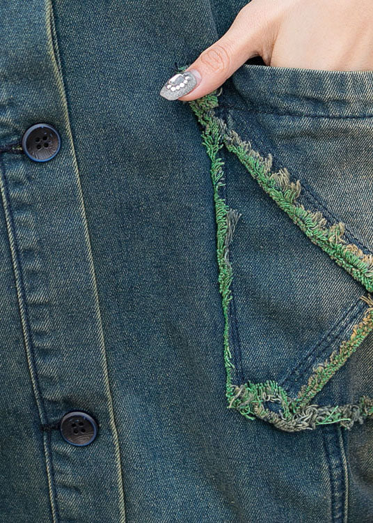 Moderne grüne Weste mit Kapuze und Knopftaschen, Herbstoberteil, ärmellos