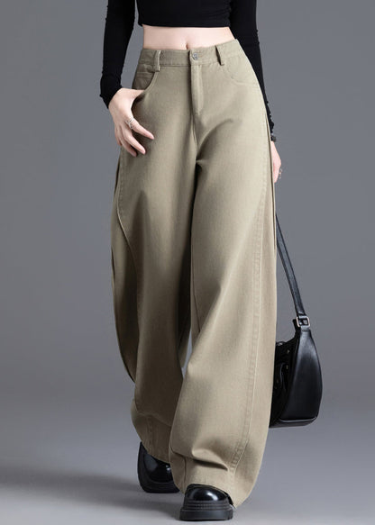 Modern Khaki High Waist Denim Pants Trousers Spring