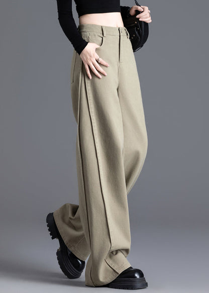 Modern Khaki High Waist Denim Pants Trousers Spring