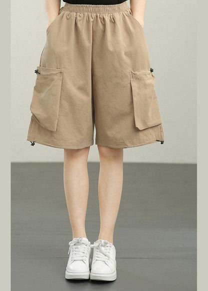 Modern Khaki Pockets hot pants Summer - SooLinen