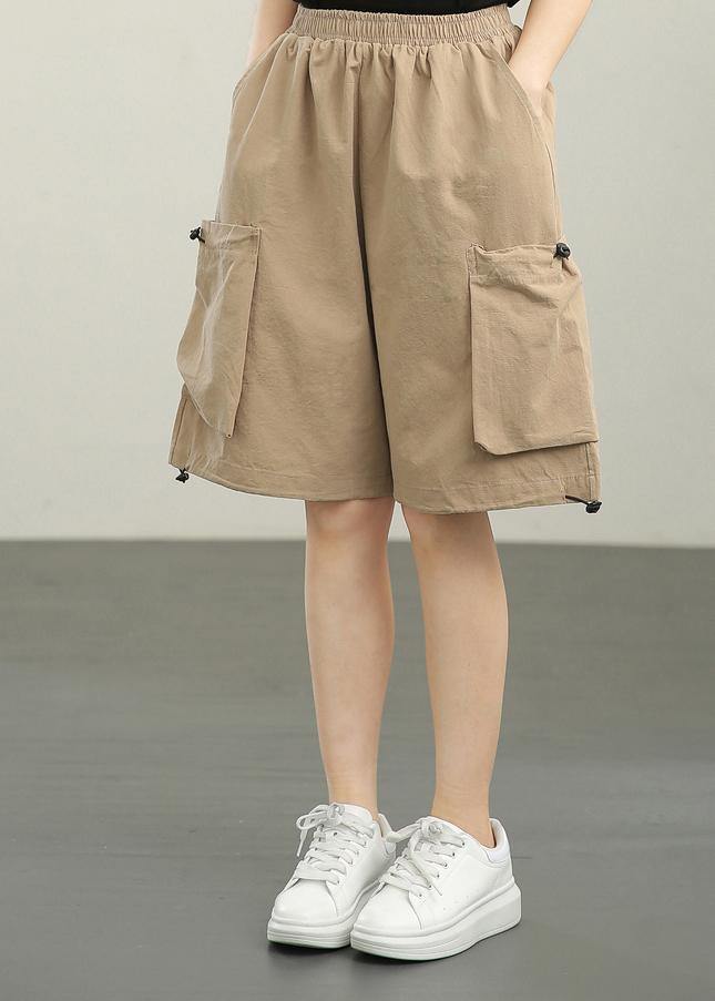 Modern Khaki Pockets hot pants Summer - SooLinen