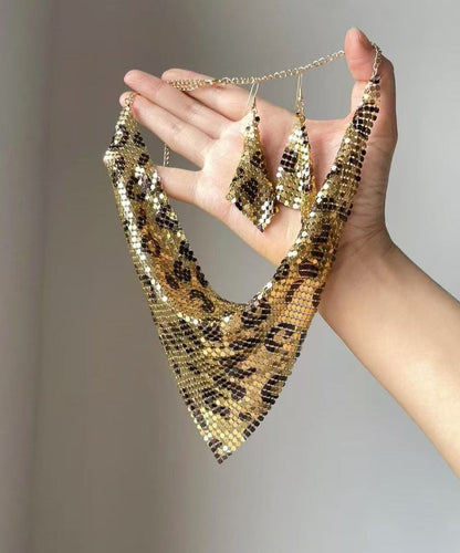 Modern Leopard Stainless Steel Triangular Bandage Pendant Necklace Two-Piece Set